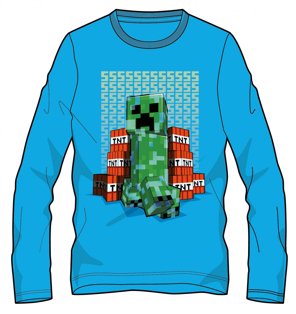 Minecraft sötétben világító gyerek hosszú ujjú póló, felső 12 év