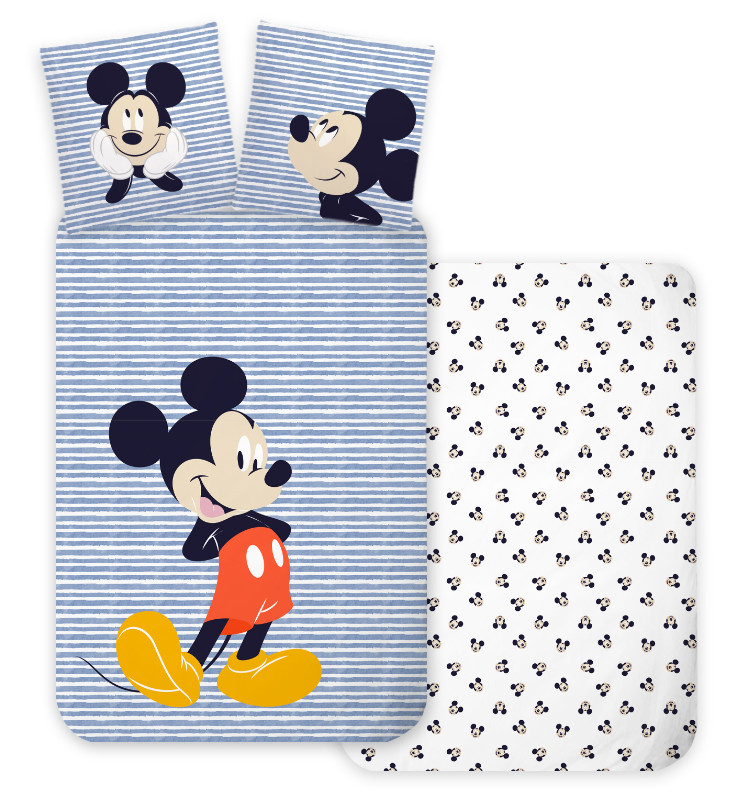 Disney Mickey Strip gyerek, ovis ágyneműhuzat 100×140 cm, 40×45 cm