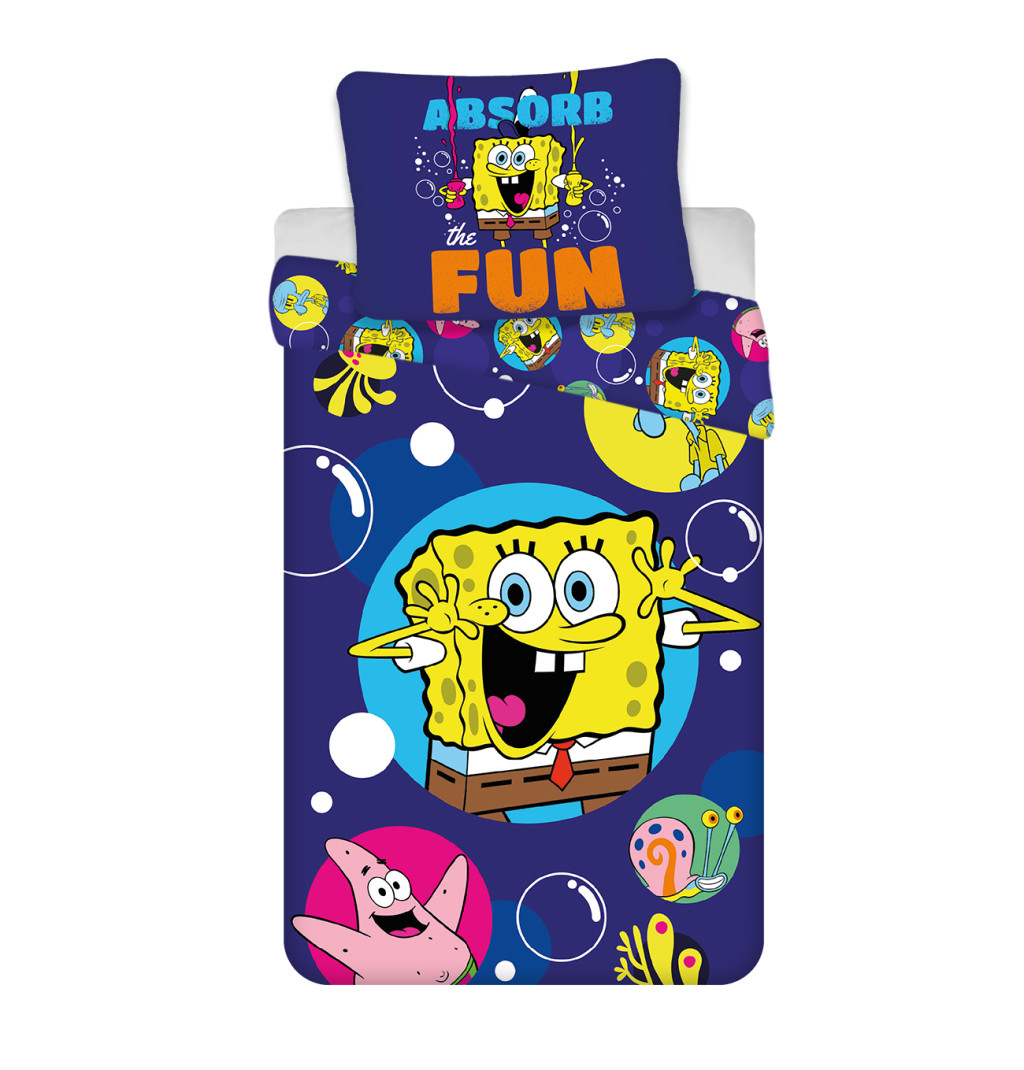 SpongyaBob Fun gyerek, ovis ágyneműhuzat 100×135cm, 40×60 cm