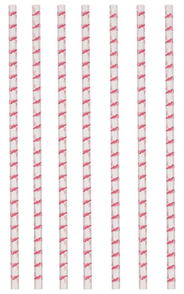 Flamingó Pink papír szívószál, 12 db-os szett
