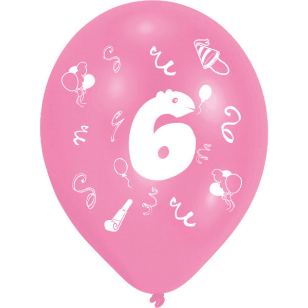 Happy Birthday 6 Ribbon léggömb, lufi 8 db-os 10 inch (25,4cm)