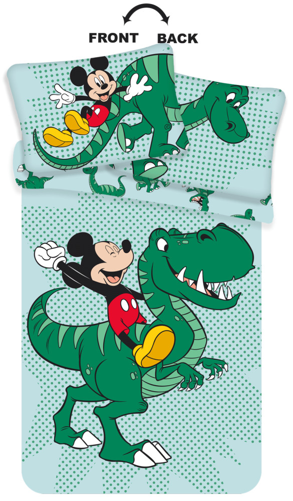 Disney Mickey Dino gyerek, ovis ágyneműhuzat 100×135cm, 40×60 cm