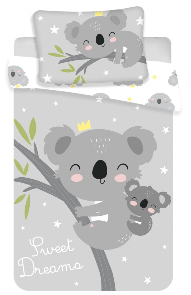 Koala Grey gyerek, ovis ágyneműhuzat 100×135cm, 40×60 cm
