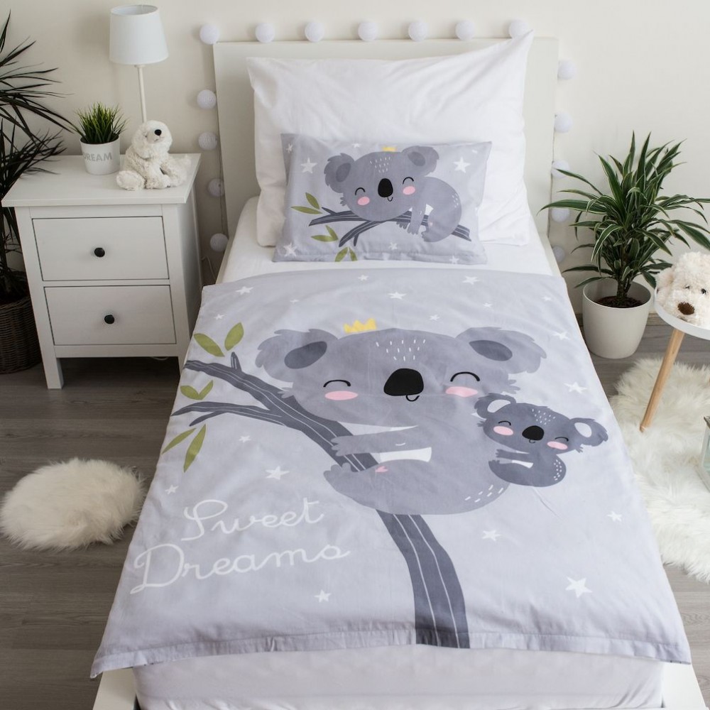 Koala Grey gyerek, ovis ágyneműhuzat 100×135cm, 40×60 cm