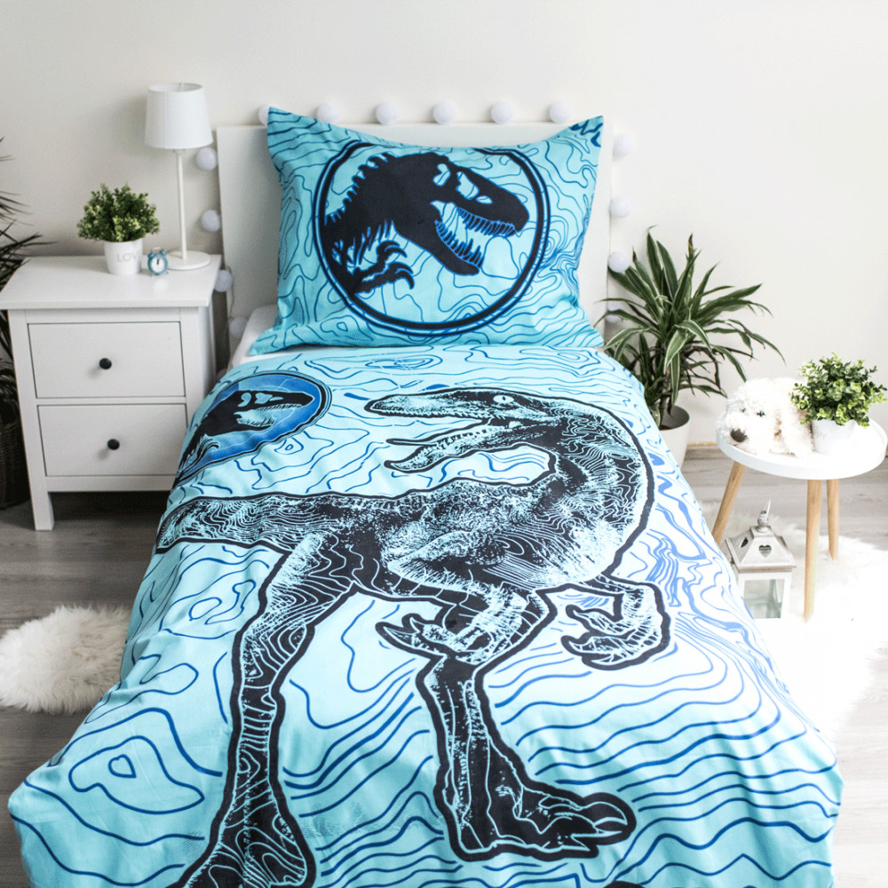 Jurassic World Dinosaur Tracker Sötétben világító ágyneműhuzat 140×200cm, 70x90 cm