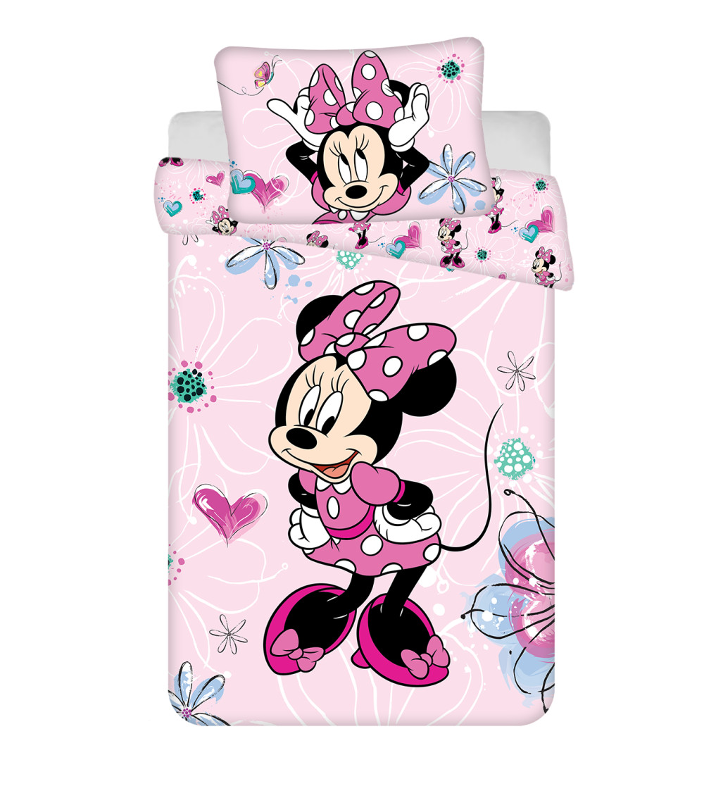 Disney Minnie Flowers gyerek, ovis ágyneműhuzat 100×135cm, 40×60 cm