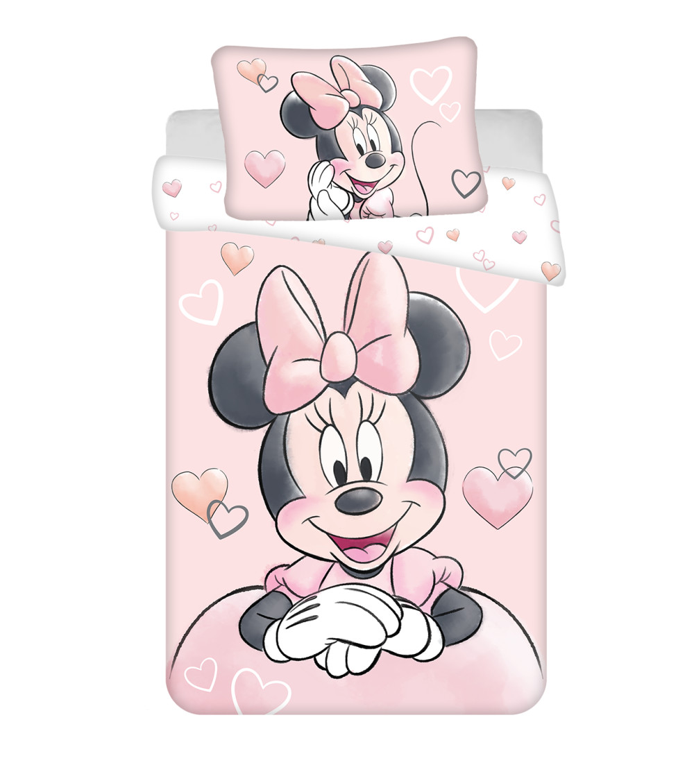 Disney Minnie Powder Pink gyerek, ovis ágyneműhuzat 100×135 cm, 40×60 cm