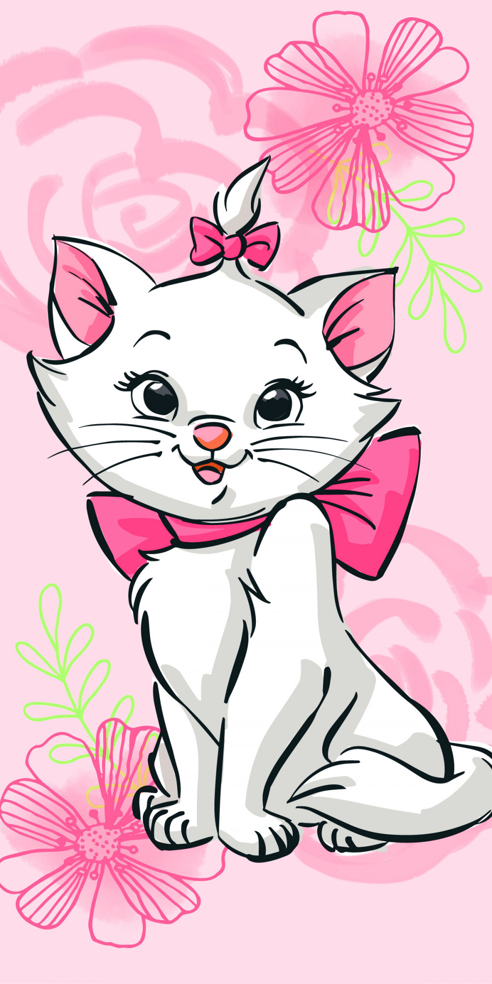 Disney Marie Pink Flower fürdőlepedő, strand törölköző  70*140cm