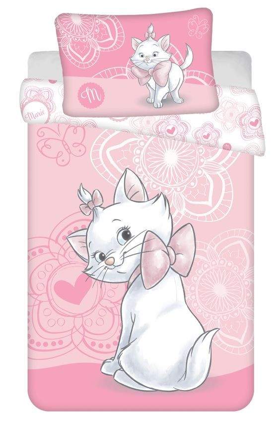 Disney Marie Pink Flower gyerek, ovis ágyneműhuzat 100×135cm, 40×60 cm