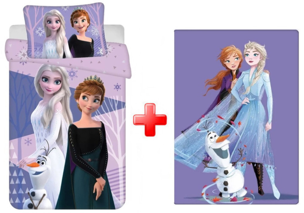 Disney Jégvarázs Purple gyerek, ovis ágyneműhuzat és polár takaró szett