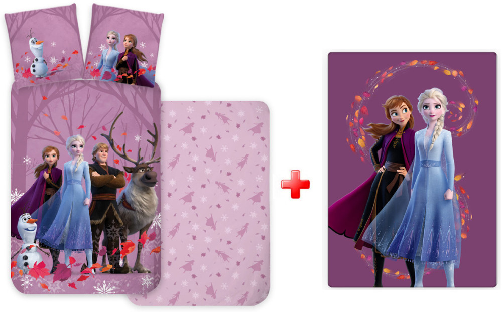 Disney Jégvarázs Purple gyerek, ovis ágyneműhuzat és polár takaró szett