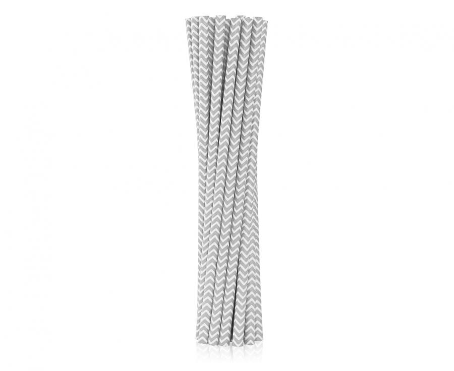 Ezüst Silver papír szívószál 12 db-os