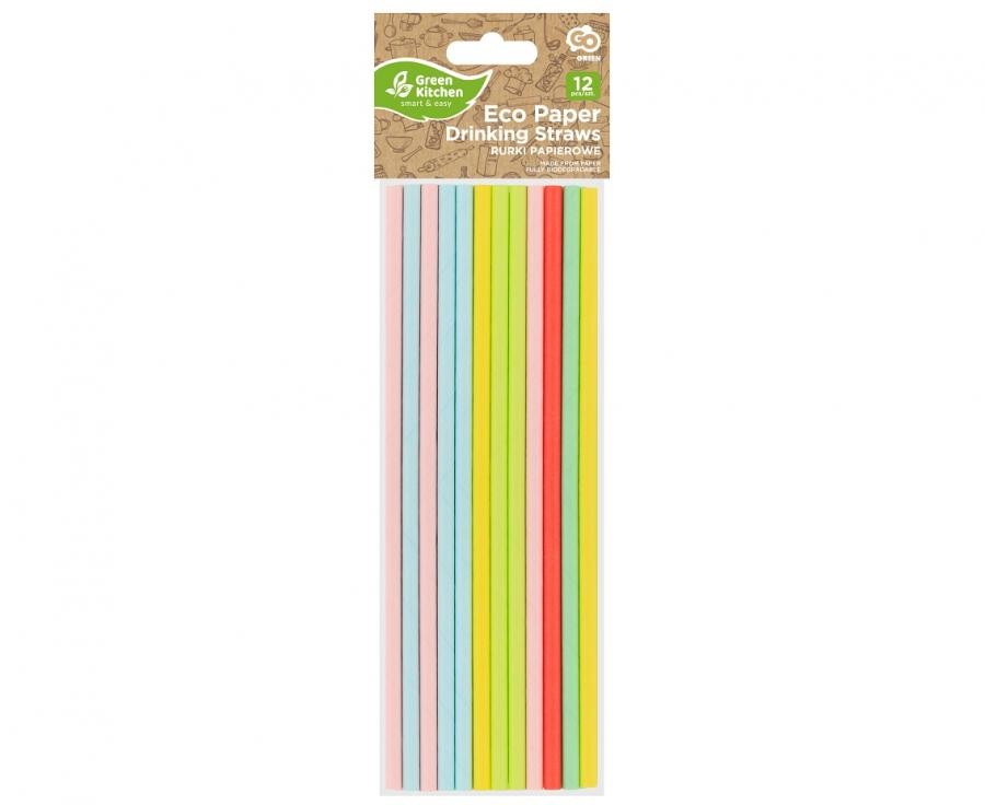 Színes Pastel papír szívószál 12 db-os