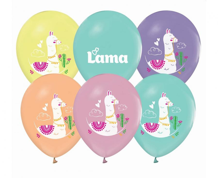 Láma Cactus léggömb, lufi 5 db-os 12 inch (30 cm)