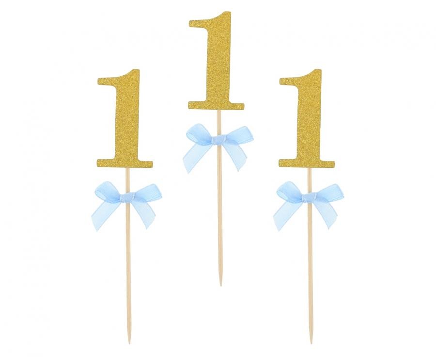 Kék 1st Birthday díszítő pálca 10 db-os