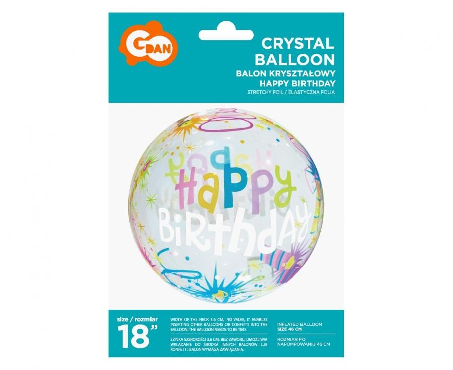 Happy Birthday Aqua gömb fólia lufi 40 cm