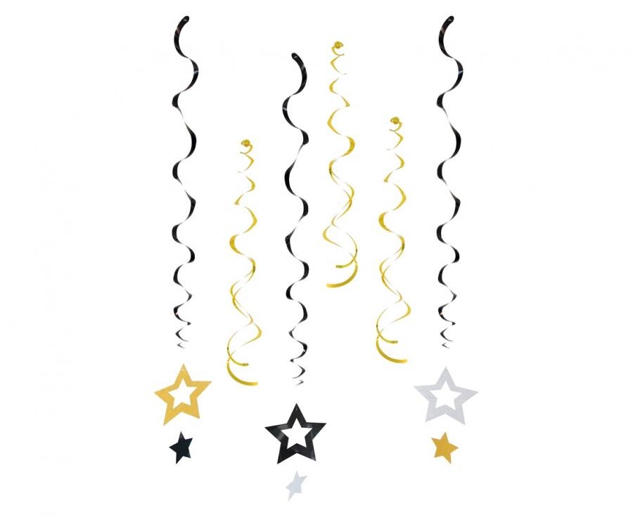 Csillag Glitter Stars szalag dekoráció 6 db-os szett