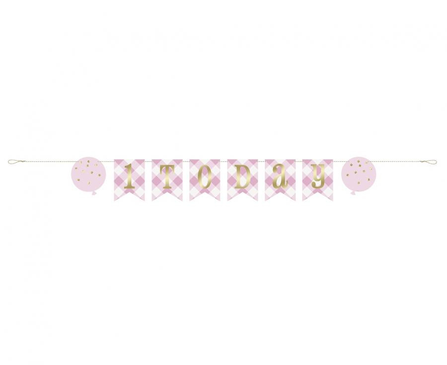 1st Birthday Pink, Első születésnap papír felirat 182 cm