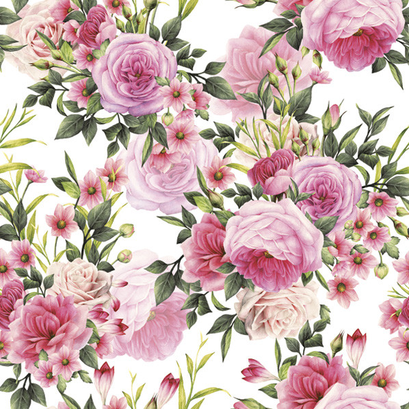 Virág Rose Twigs with Leaves szalvéta 20 db-os 33x33 cm