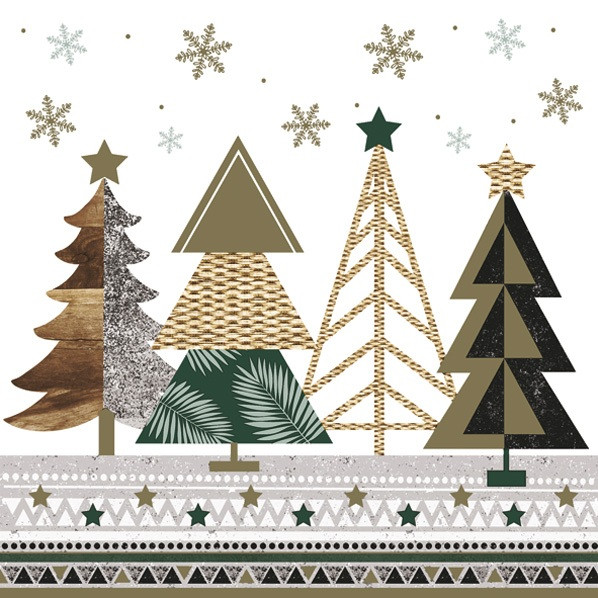 Karácsony Graphic Trees szalvéta 20 db-os 33x33 cm