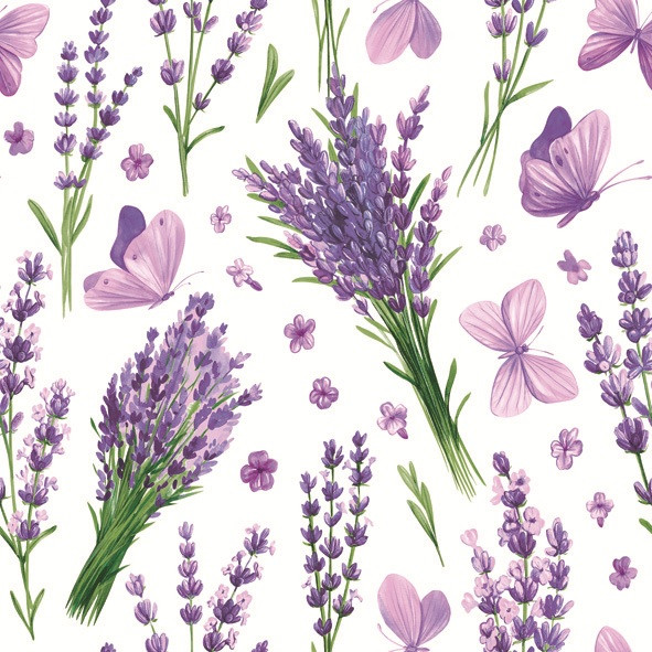 Levendula Violet Butterflies szalvéta 20 db-os 33x33 cm