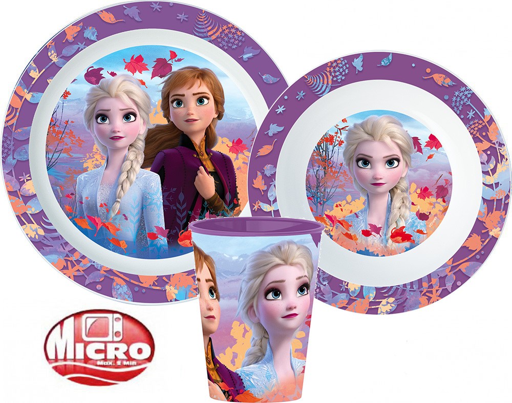 Disney Jégvarázs Purple étkészlet, micro műanyag szett, pohárral 260 ml