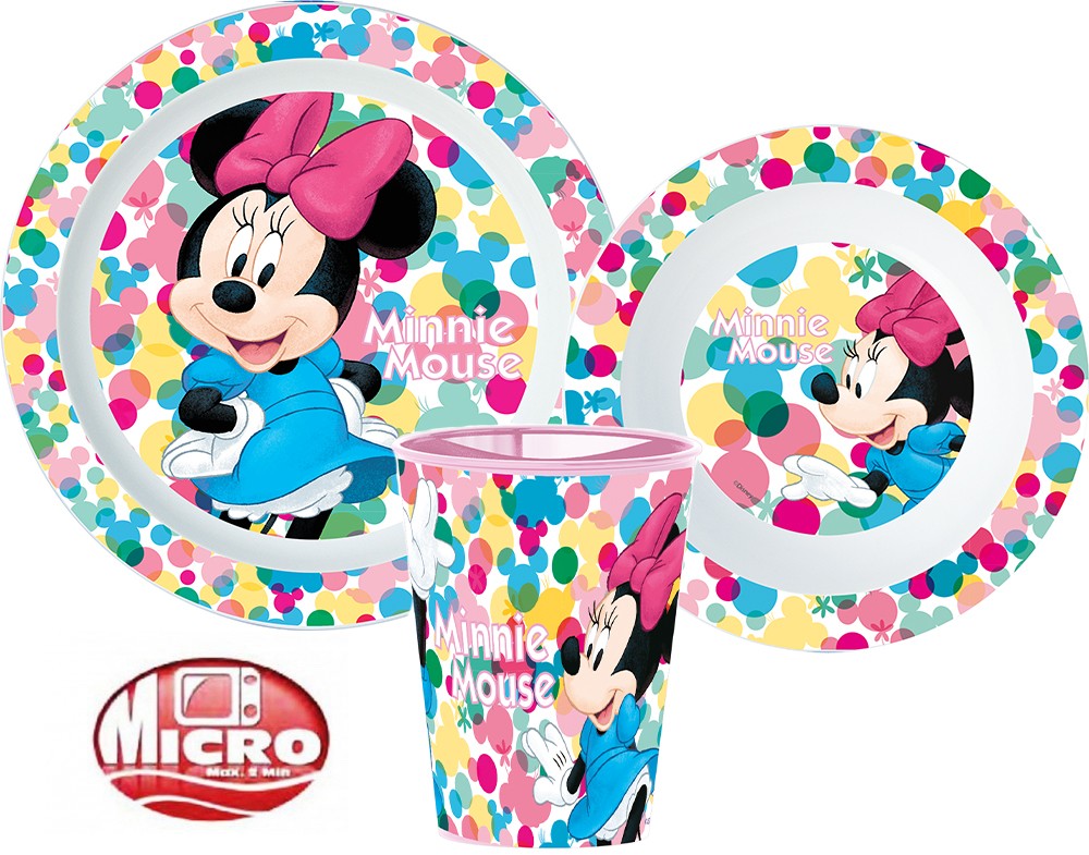 Disney Minnie Feel Good étkészlet, micro műanyag szett, pohárral 260 ml