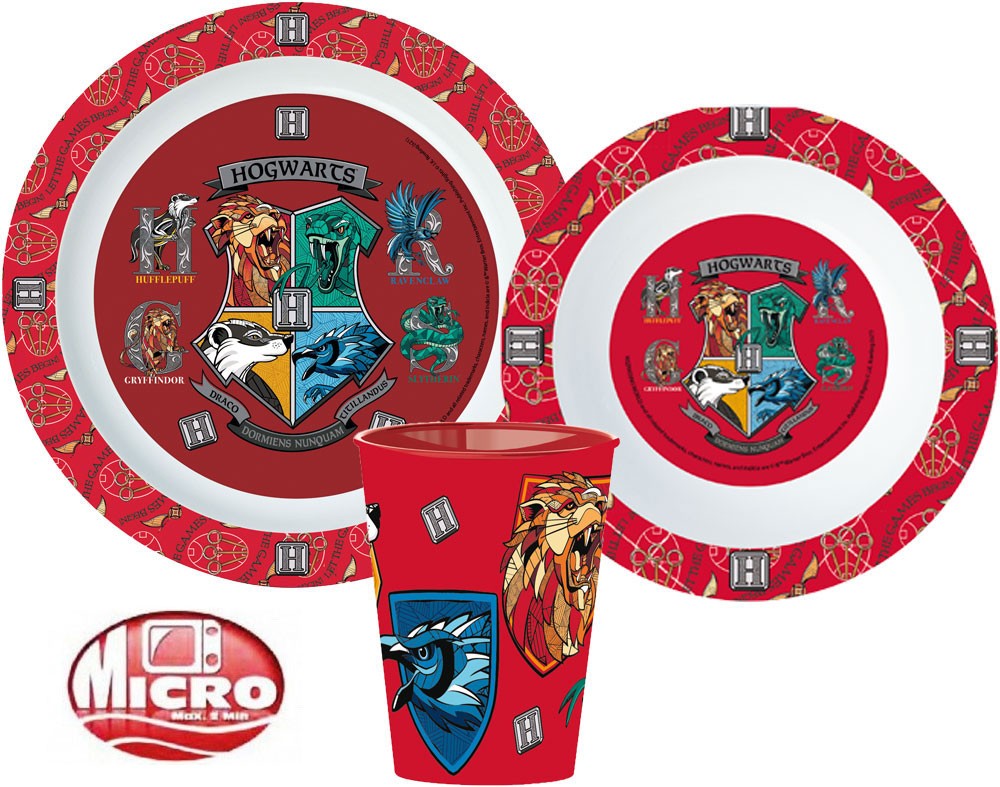 Harry Potter School Shields étkészlet, micro műanyag szett, pohárral 260 ml
