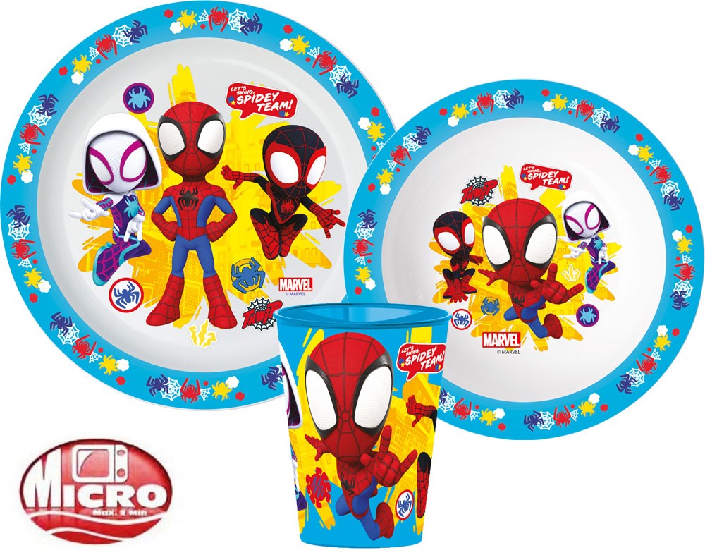 Pókember Spidey étkészlet, micro műanyag szett, pohárral 260 ml