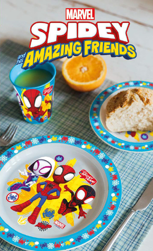 Pókember Spidey étkészlet, micro műanyag szett, pohárral 260 ml